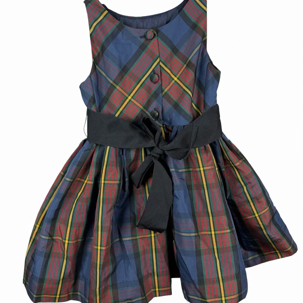 Ralph Lauren‎ Dress Holiday Multicolor Tartan Plaid Little Girl Sz 3/3T